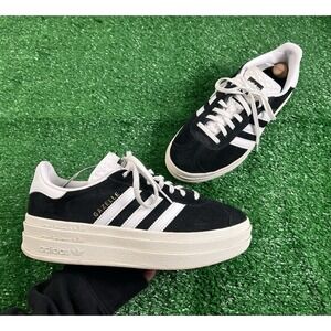 Adidas Women's 8.5 Gazelle Bold Sneakers Platform Black White Shoes EUC Run Big